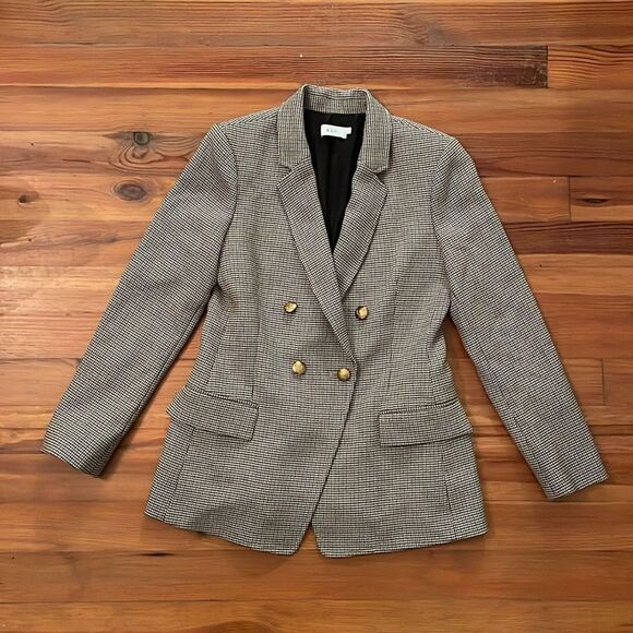 A.L.C. Sedgwick Double Breasted Houndstooth Blazer Womens Size 10 Career Classic - Picture 3 of 11